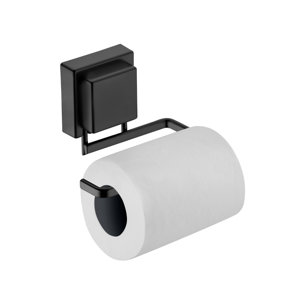 Soporte para Papel Higiénico con Ventosa Ultra-Adherente Negro Mate