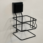 Soporte para Secador de Pelo con Fijación de Ventosa Negro