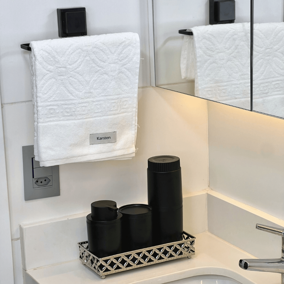 Toallero de Cara con Ventosa de Fijación Fácil en Negro Mate