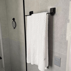 Toallero doble negro mate con ventosas de alta adherencia 45 cm