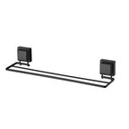 Toallero doble negro mate con ventosas de alta adherencia 45 cm