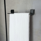 Toallero doble negro mate con ventosas de alta adherencia 45 cm