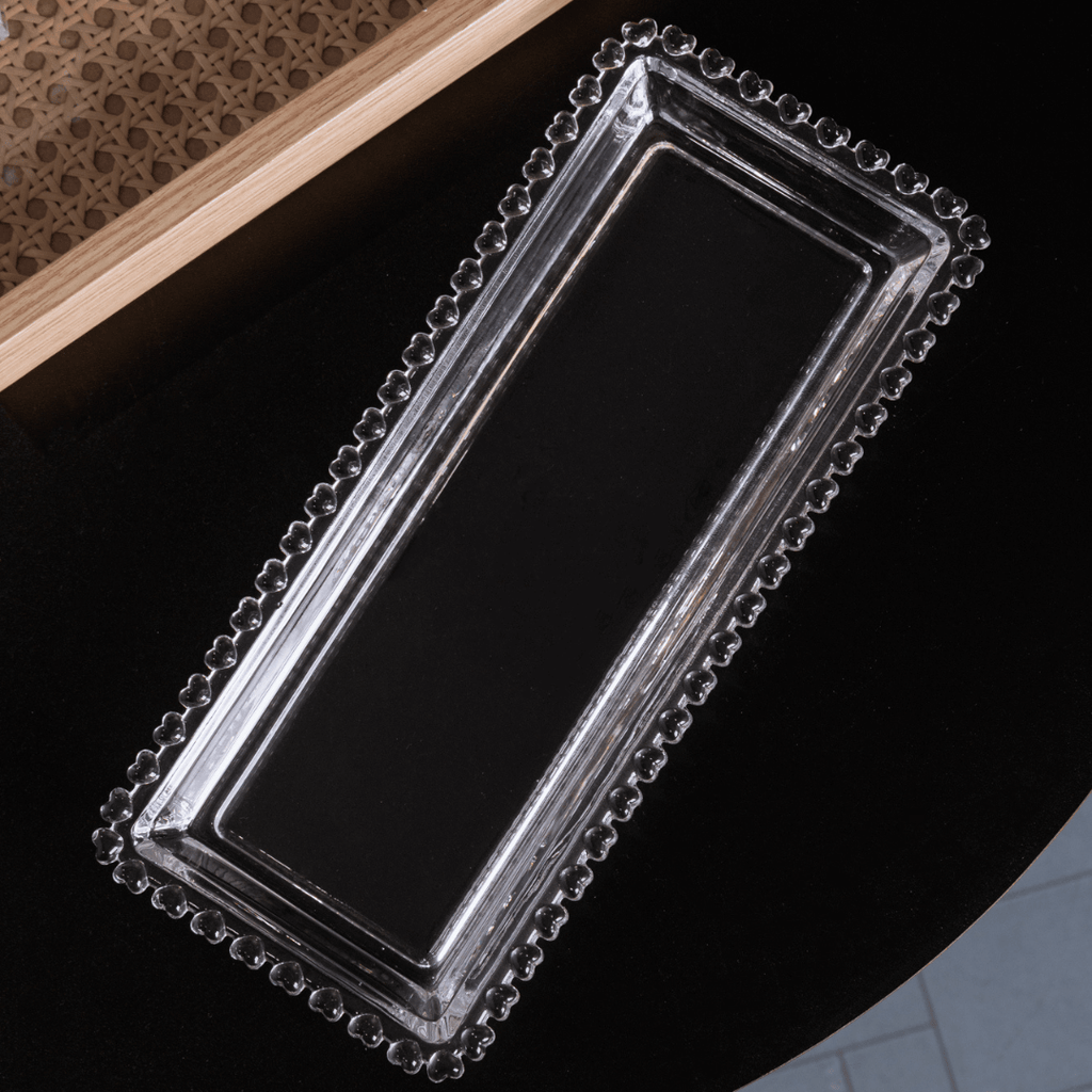 Fuente Rectangular de Cristal de Plomo Corazón 30 cm