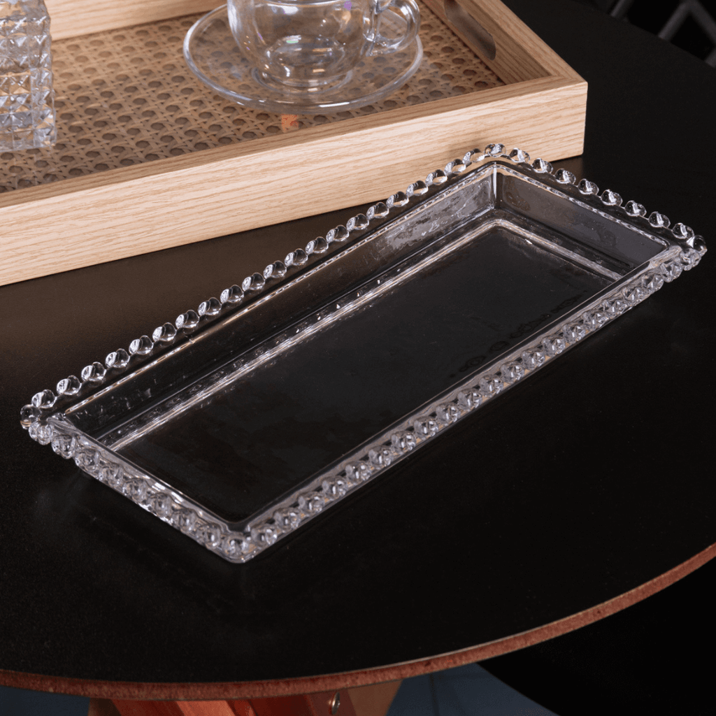 Fuente Rectangular de Cristal de Plomo Corazón 30 cm